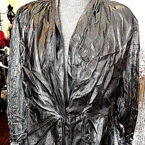 EVAN PICCONE "LIQUID" SILVER METALLIC SINGLE BUTTON JACKET